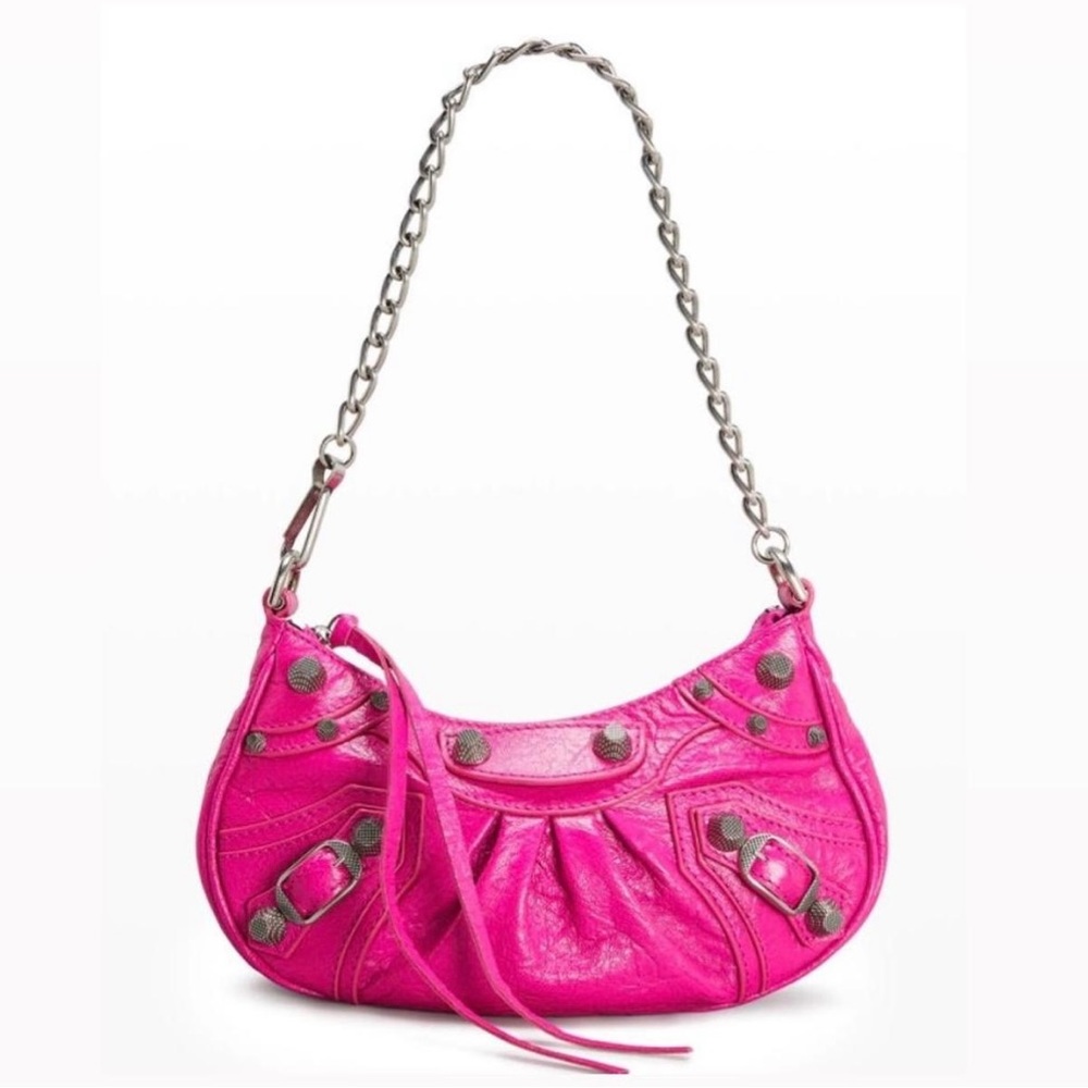 Balenciaga Le Cagole Mini Leather Crossbody Bag in Lipstick Pink